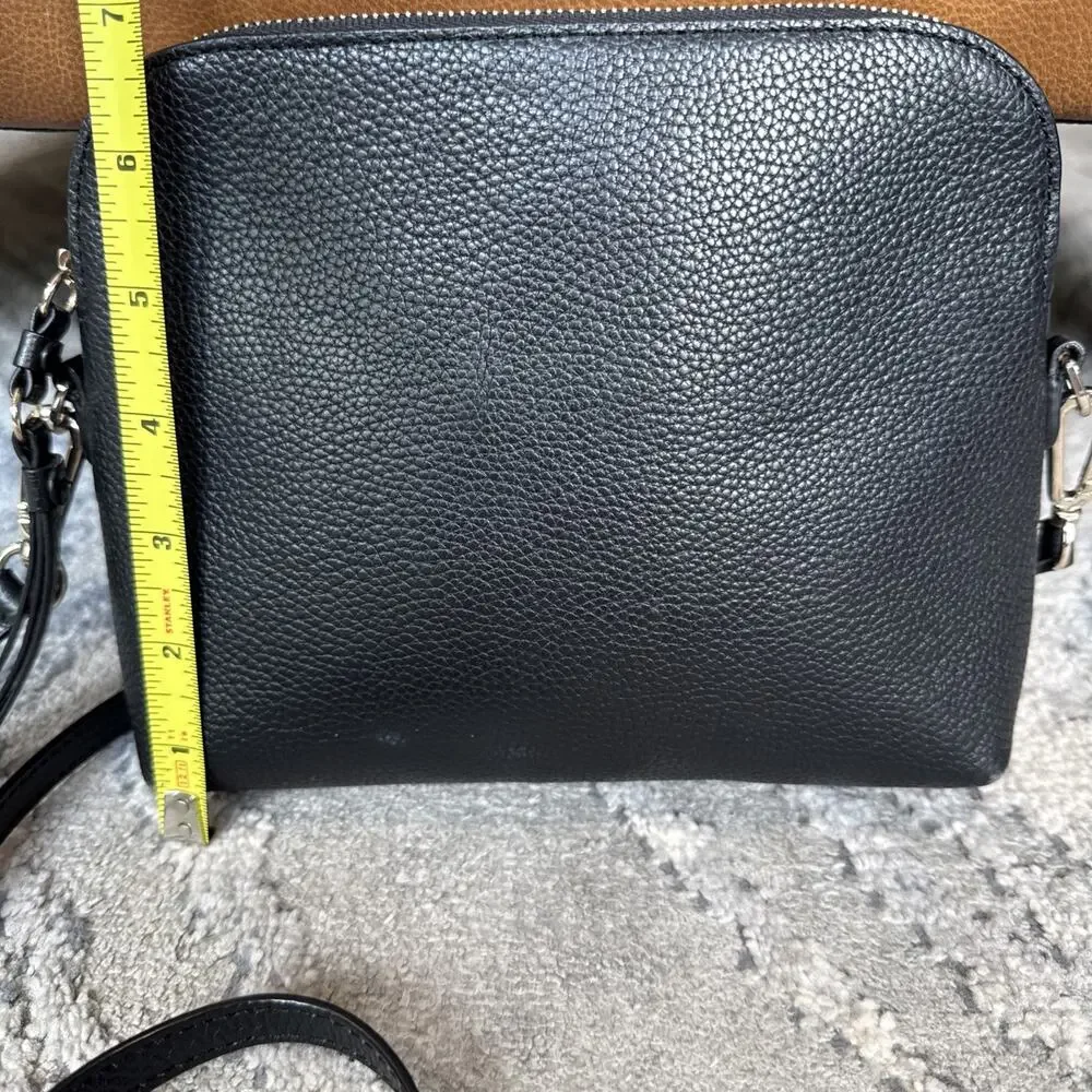 Draper James Black Pebbled Leather Crossbody Bag with Gold Hardware